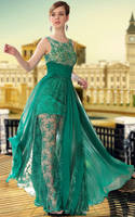 LF1030650 Green Color See Through Silk Chiffon Prom Dresses 8