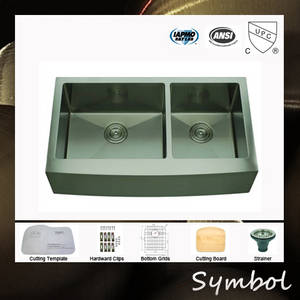 Wholesale Kitchen Sinks: Handmade Wholesale Single Bowl/Double Bowl 304 Stainless Steel Double Drain Board Kitchen