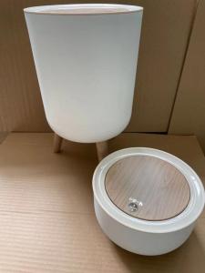 Wholesale beer bucket: 7L NORDIC Lid Press Living Room Toilet Bathroom Kitchen High Foot Wood Grain Trash Can