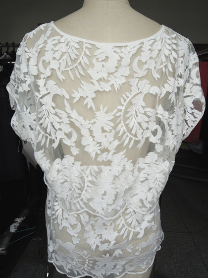 Women's Loose Lace Polyester Sweet White Blouse with High Quality