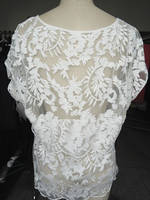 Women's Loose Lace Polyester Sweet White Blouse with High Quality