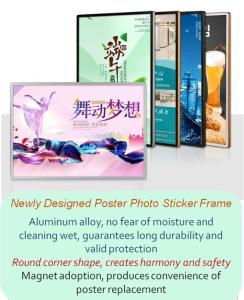 Wholesale glass photo frame: Aluminum Alloy Photo Poster Frame Front Open Magnet