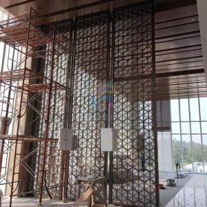 Wholesale architectural decorative glass: Chinese Style Stainless Steel Screen Lattice Hotel Large Metal Screen Background Wall Customization