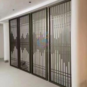 Wholesale lighting for villa: Stainless Steel Screen Background Wall Lobby Metal Glass Partition Lattice Manufacturers Custom