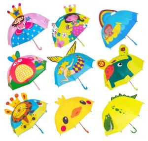 Wholesale d: Cute Cartoon Children Umbrella Animation Creative Long-handled 3D Ear Modeling Kids Umbrella