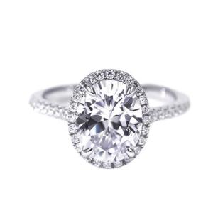 Wholesale Rings: Halo 18k White Gold Plated 925 Sterling Silver Wedding Oval Moissanite Engagement Rings
