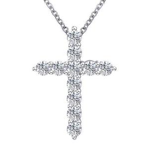 Wholesale sterling silver pendant necklace: Tianyu Jewelry 18K Gold Plated 925 Sterling Silver Moissanite Diamond Cross Pendant Necklaces