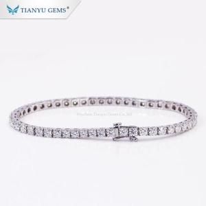 Wholesale Silver & Sterling Silver Jewelry: Tianyu Gems 925 Sterling Silver 3mm 4mm 18k Gold Filled Diamond Moissanite Tennis Bracelet