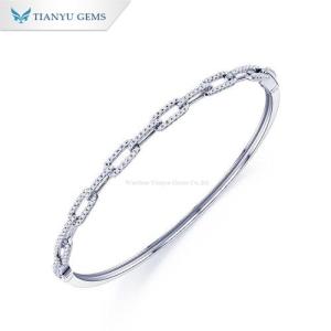 Wholesale pure white: Tianyu Gems Fashion Design White Gold Wristlet Girls Moissanite Pure 10k Gold Bracelets