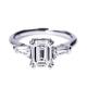 Women Engagement 18K Gold Plated 3CT 3 Stone Moissanite Emerald Cut 925 Sterling Silver Rings