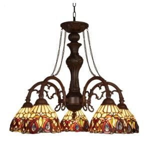 Wholesale kitchen and dining room: Capulina Tiffany Style Pendant Light Chandeliers 5-Light 26 Inches Wide Cream Brown Vintage Style