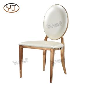 Wholesale leather chair: Oval Back Modern Stainless Steel White Leather Dining Chair Luxury