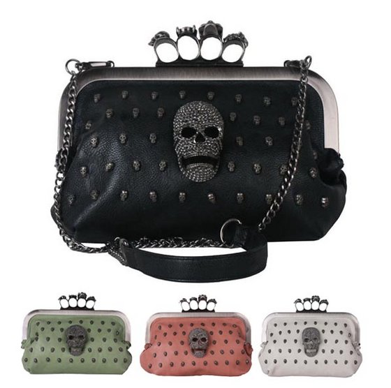 Luxury Womens Punk Skull Studded Knuckle Clutch Purse(id:5916312 ...