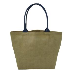 Wholesale fusing machine: PP Laminated Jute Tote Bag with Genuine Leather Rope Handle