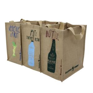 Wholesale printed jute bags: Best Selling 2023 Customize Logo Print Pattern Web Handle Set of Three Bag PP Laminated Jute Tote Ba