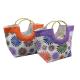 2023 Hot Selling Multicolor Floral Print Wooden Round Cane Handle Fashionable Beach Bag for Females