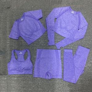 Wholesale long sleeve t shirts: Women Ultra Soft Leggings Bra Yoga Set 5 Piece