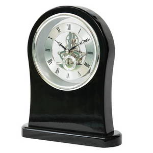 Wholesale table clock: Wooden Skeleton Clock,Black Piano Finish
