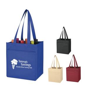 Wholesale disposable paper products: Promotional Non-Woven 6 Bottle Wine Tote Bag,Promotional Two Tone Shopping Tote Bags Supplier