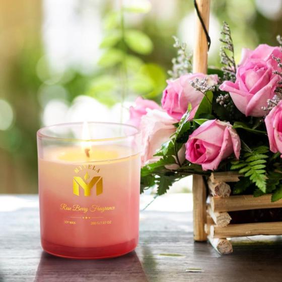 Scented Candle Rose Berry Fragrance 7.07 Oz Soy Wax 40 Hours Long ...