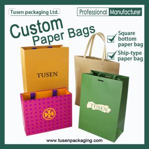 Wholesale paper packaging bags: Custom Logo Printed Cheap Recycled Take Away Food Packaging Shopping Art Paper Bag with Twisted/Flat