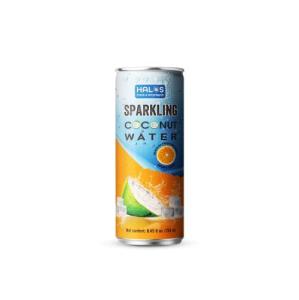 Wholesale Carbonated Drinks: Halos/OEM Sparkling Fresh Coconut Water with Orange in 330ml Can
