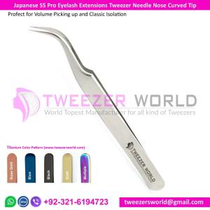 Wholesale straight tweezer: Tweezer Needle Nose Curved Long Tip for Picking Up or Isolation