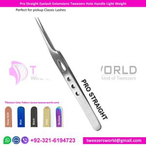 Wholesale straight tweezer: Straight Eyelash Extensions Tweezer with Light Weight Tweezer