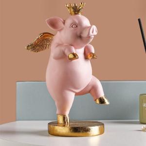 Wholesale ornaments: Cartoon Fiberglass Animal Statues for Shop Ornament  Resin FRP Model Pig Sculpture Indoor Decoration