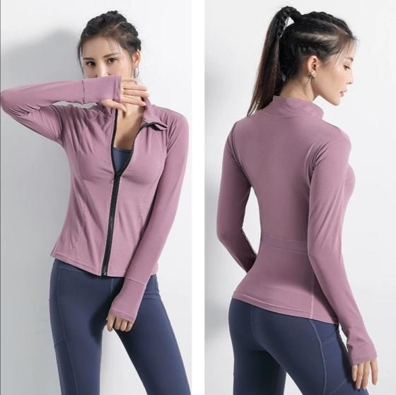 Sports Coat Women's Long Sleeves Stretch Tight Thin Yoga Dress Quick ...