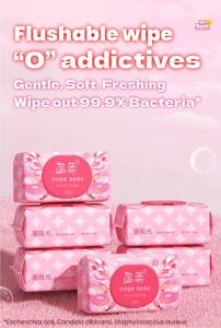 Wholesale alcohol wipes packaging: Flushable Toilet Wipes Biodegradable Material Pure Water Wet Toilet Wipes