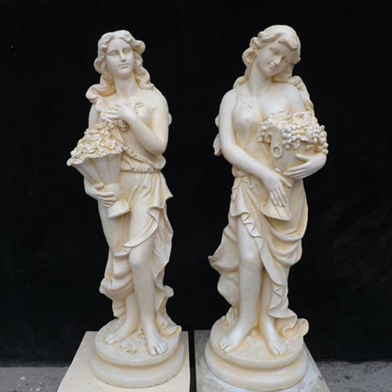 Classic Colored Garden Statue Marble Four Season Lady Sculpture with Grapes image 1