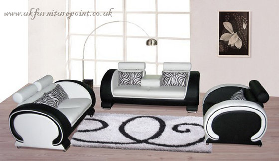 2seater Leather Sofa, Black And White Leather Couch