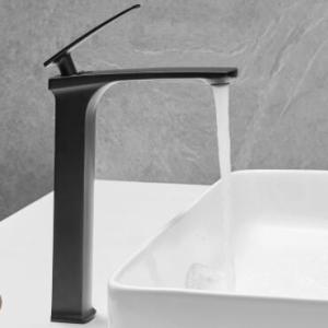 Wholesale brass basin tap: Antique Basin Tap Matte Black Brass Mixer High Version Bathroom Sink Tap TB145MH