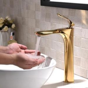 Wholesale the: Antique Basin Taps Bathroom Brass Golden Mixer Sink Tap High Version TA3980H