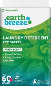 Wholesale detergent: Earth Breeze Laundry Detergent Sheets - Fresh Scent - No Plastic Jug (60 Loads) 30 Sheets, Liquidles