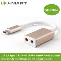 USB3.1 Type C(USB-C) To External Audio Stereo Sound Adapter with 3.5mm Speaker/Headphone and Micro