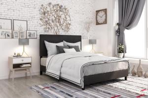 Wholesale organic king mattress: King Size Black Simplicity Upholstered Bed