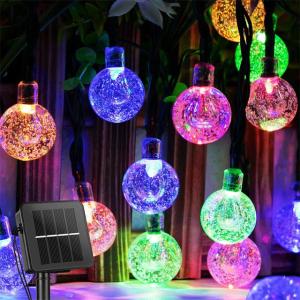 Wholesale led string: Solar String Lights Outdoor 60 LED Crystal Globe Lights with 8 Modes Waterproof Solar Powered Patio