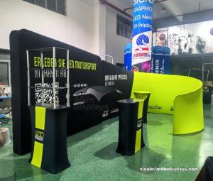 Wholesale multi color printer: Newest Aluminum Exhibition Booth with Podium Trade Show Booth Tension Fabric Display Stand for Event