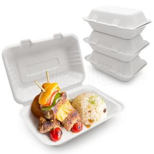 Wholesale bamboo fiber plate: 900ml 9 Refrigerator Safe Eco Friendly Biodegradable 100% Compostable Take Away Food Packaging Clam
