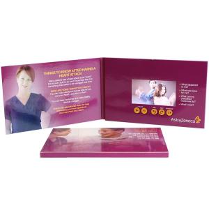 Wholesale gift item watch: Astrazeneca 7inch Hardcover Touch Screen Video Business Brochure with Business Card Pocket