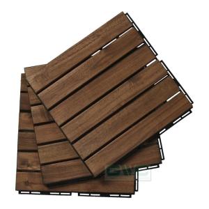 Wholesale construction material: Nawoo Acacia Wood Interlocking Deck Tiles for Outdoor Patio and Floors - 12 X 12 Inch (6 Slat)