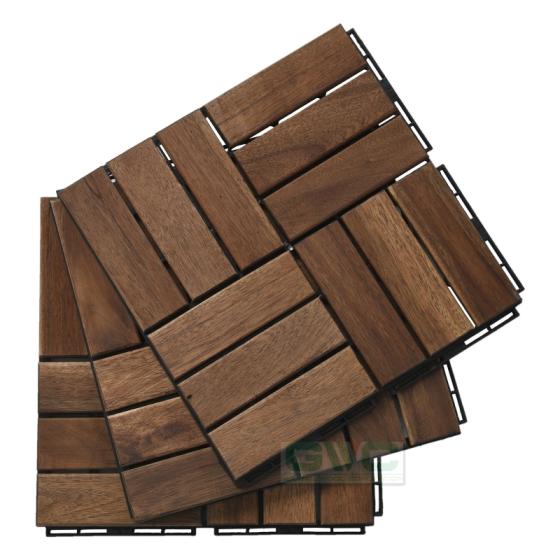 Gwc Acacia Wood Interlocking Deck Tiles For Outdoor Patio And