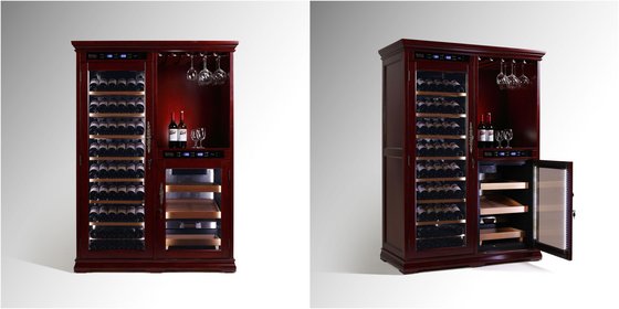 Vinbro Climate Controlled Combo Wine Cellar Cabinet Cigar Humidor