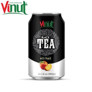 Wholesale canned peaches: 330ml Vinut Small Moq Can (Tinned) OEM Good Quality Black Tea with Peach