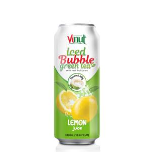 Wholesale custom retail packaging: 16.9 Fl Oz Vinut Iced Bubble Green Tea with Real Fruit Juice ( Lemon Juice, Coconut Jelly)