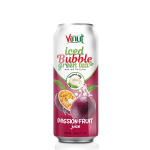 Wholesale wrapping: 16.9 Fl Oz Vinut Iced Bubble Green Tea with Real Fruit Juice ( Passion Fruit Juice, Coconut Jelly)