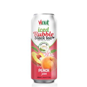 Wholesale flavored tea: 16.9 Fl Oz Vinut Iced Bubble Green Tea with Real Fruit Juice ( Peach Juice, Coconut Jelly)