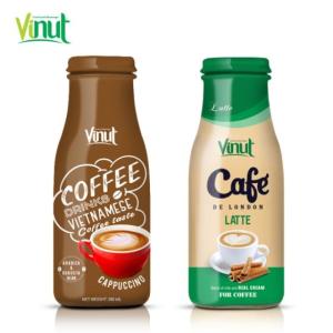 Wholesale coffee: 280ml Glass Bottle Cappuccino Coffee Drink-VietNam Manufacturer-OEM
